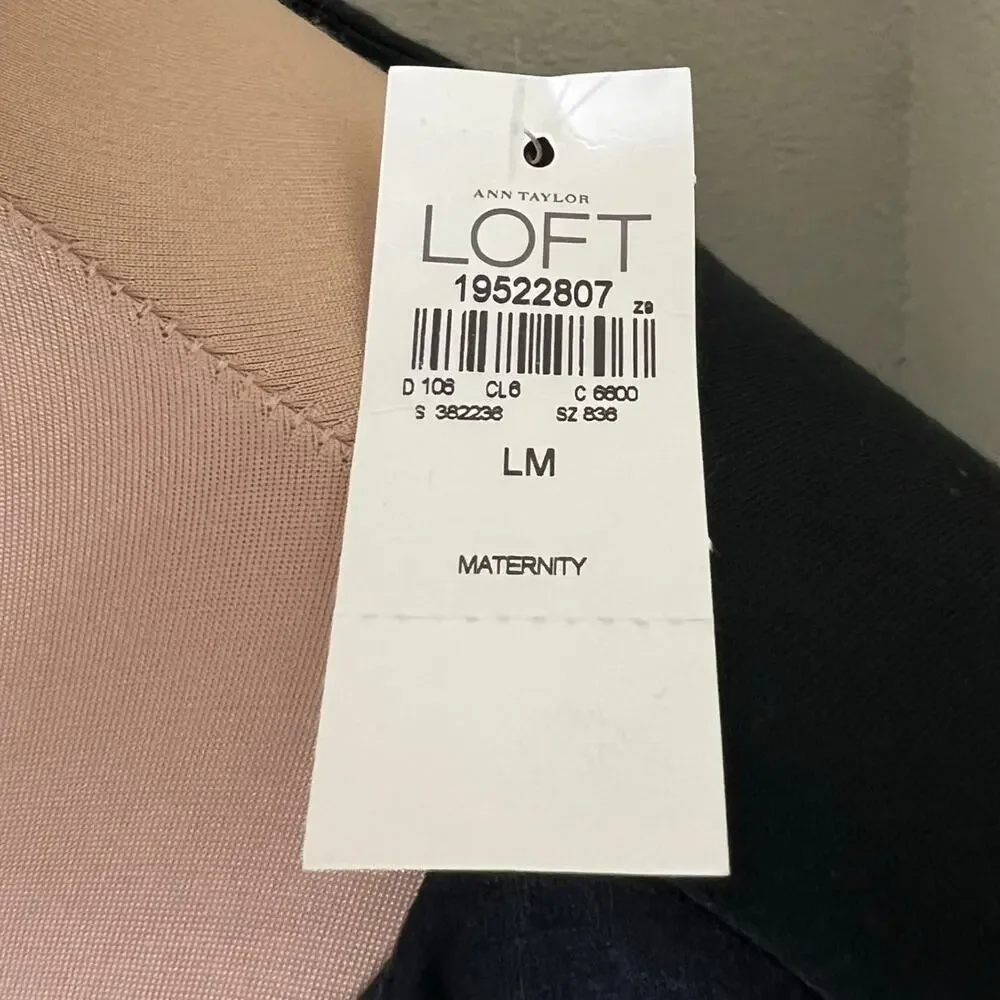 Loft Ann Taylor Dress Large Maternity Women Black Drape Ruched V-Neck Versatile - Picture 7 of 9